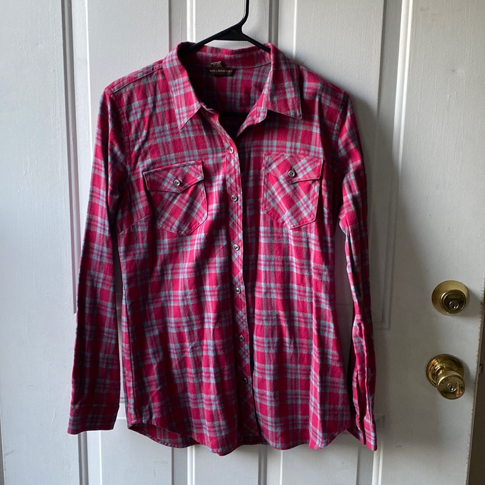 Small Brit and Bridle Plaid Button Down Flannel
